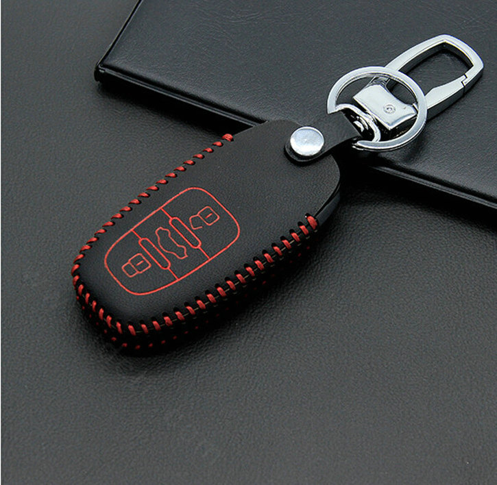 Cheap Genuine Leather Key Ring Auto Key Bags Smart for Audi A6L - Red